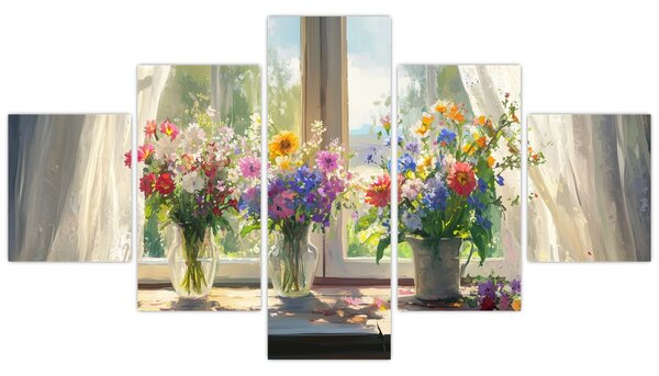 Obraz - Kytice u okna (125x70 cm)