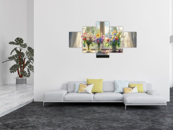 Obraz - Kytice u okna (125x70 cm)
