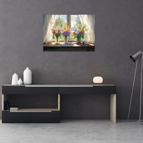 Obraz - Kytice u okna (70x50 cm)