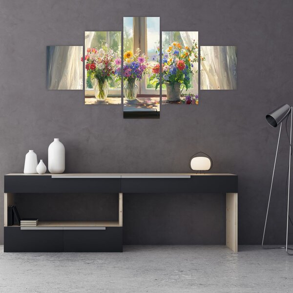Obraz - Kytice u okna (125x70 cm)