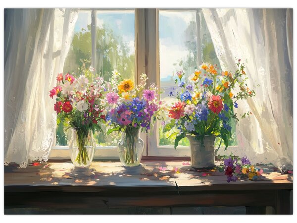 Obraz - Kytice u okna (70x50 cm)