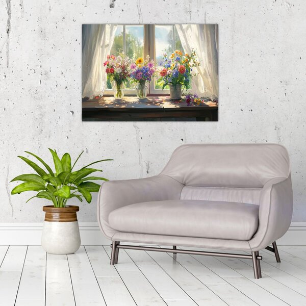 Obraz - Kytice u okna (70x50 cm)