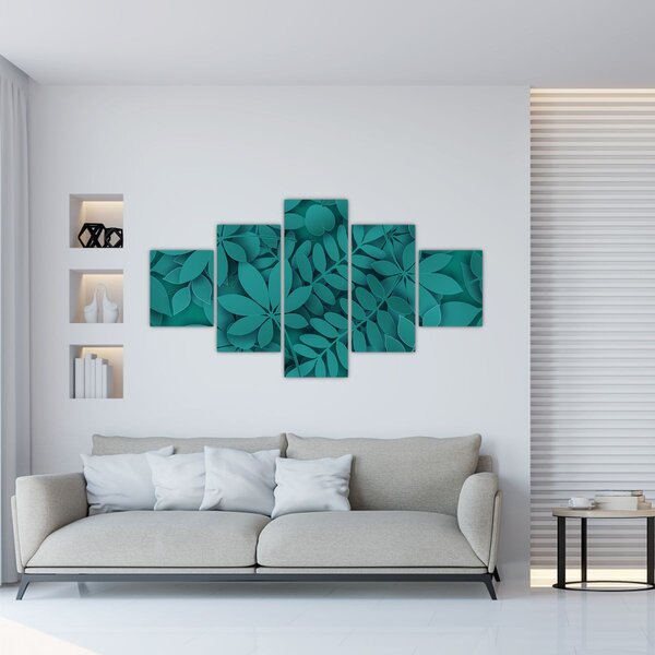 Obraz - Tyrkysové listy (125x70 cm)