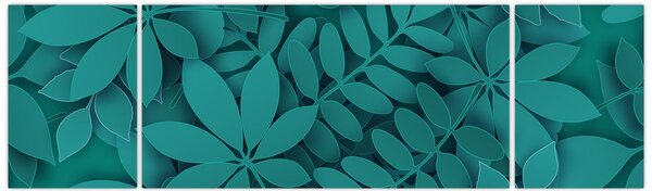Obraz - Tyrkysové listy (170x50 cm)