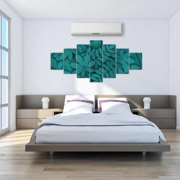 Obraz - Tyrkysové listy (210x100 cm)