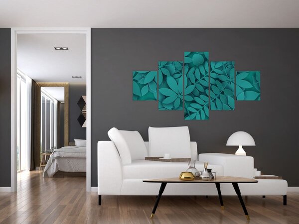 Obraz - Tyrkysové listy (125x70 cm)