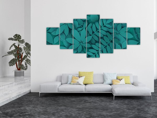 Obraz - Tyrkysové listy (210x100 cm)