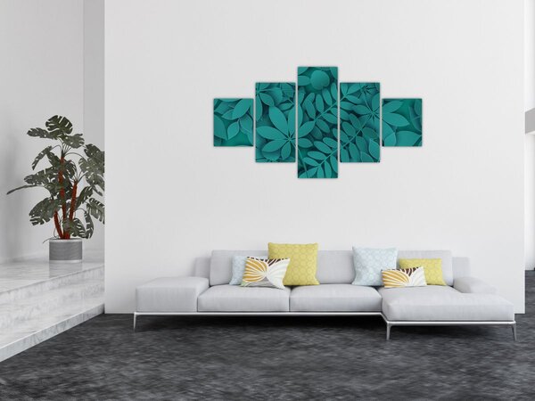 Obraz - Tyrkysové listy (125x70 cm)