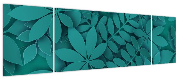 Obraz - Tyrkysové listy (170x50 cm)