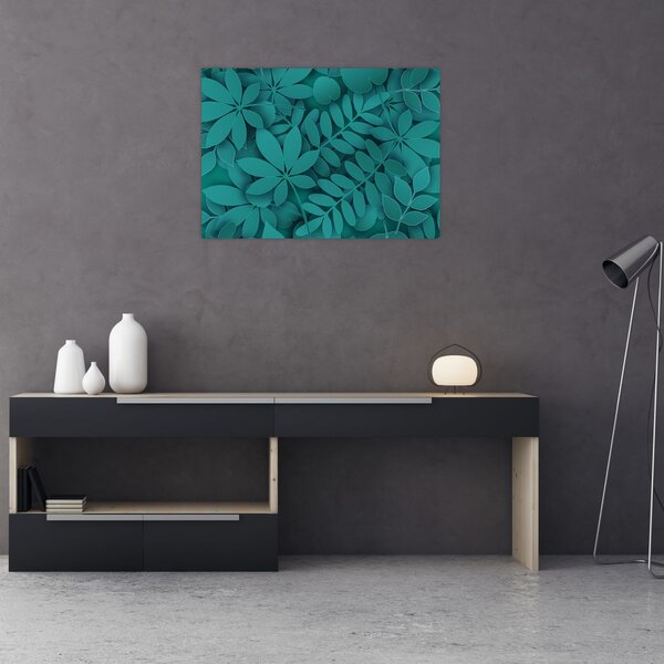 Obraz - Tyrkysové listy (70x50 cm)