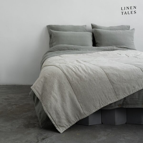 Lněný prošívaný přehoz v přírodní barvě 140x220 cm Melange – Linen Tales