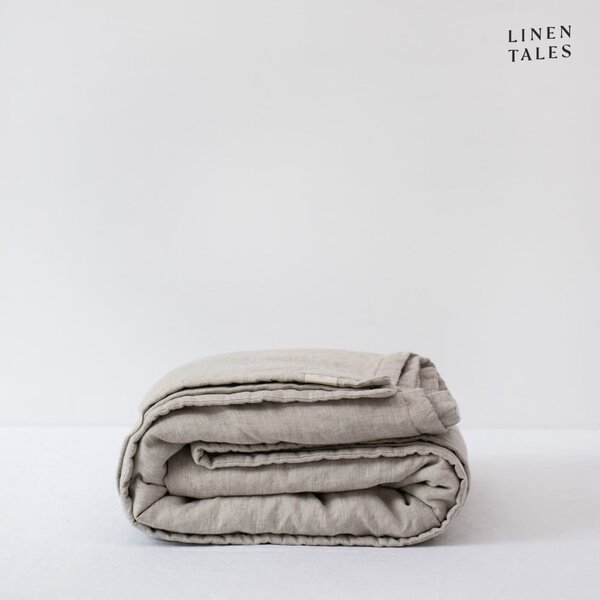 Lněný prošívaný přehoz v přírodní barvě 140x220 cm Melange – Linen Tales