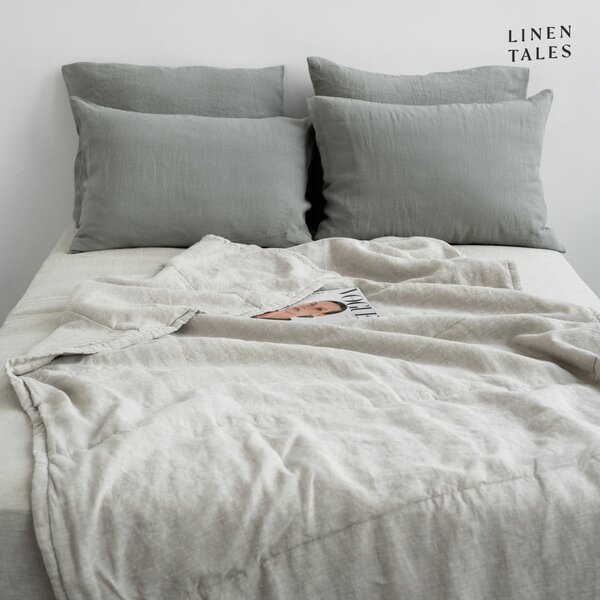 Lněný prošívaný přehoz v přírodní barvě 140x220 cm Melange – Linen Tales