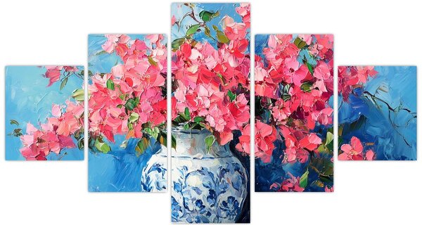 Obraz - Váza růžových květin (125x70 cm)
