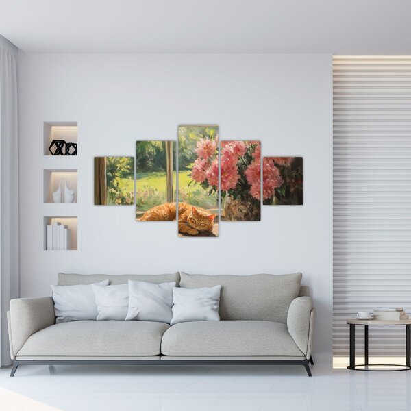Obraz - Kočka na okně (125x70 cm)