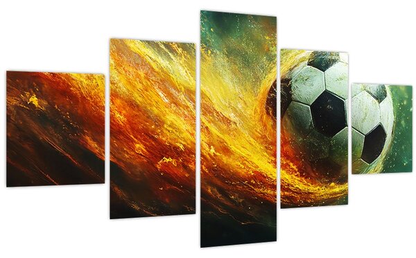 Obraz - Fotbalový míč v letu (125x70 cm)