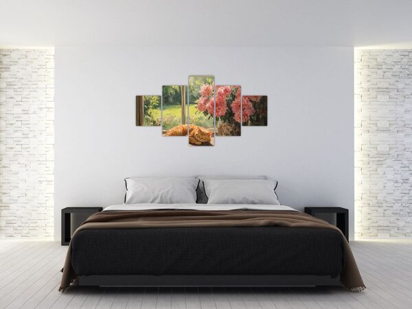 Obraz - Kočka na okně (125x70 cm)
