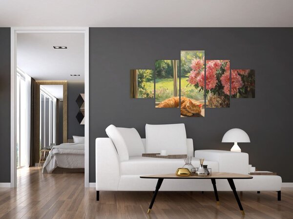 Obraz - Kočka na okně (125x70 cm)