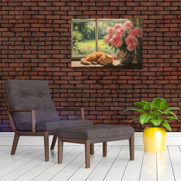 Obraz - Kočka na okně (70x50 cm)