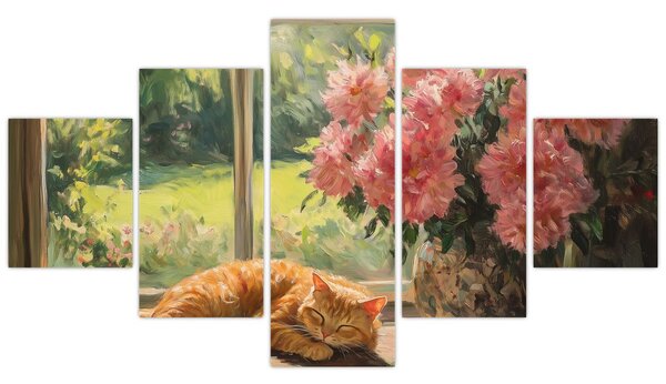 Obraz - Kočka na okně (125x70 cm)