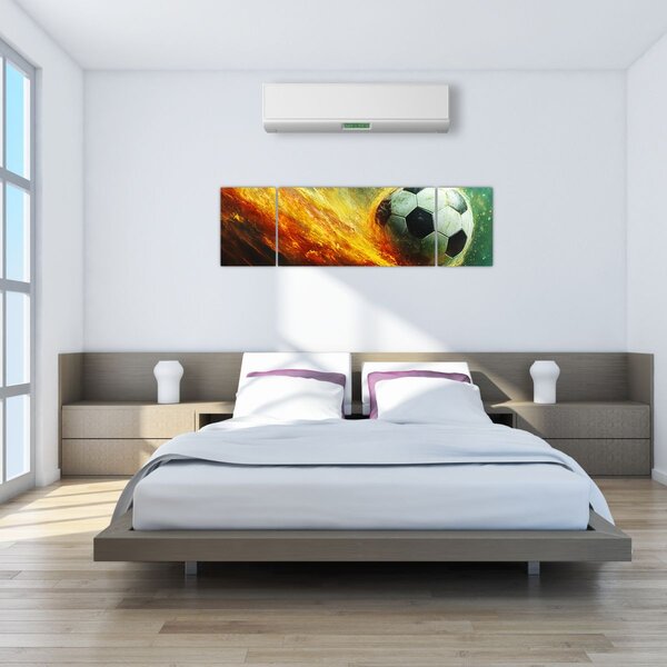 Obraz - Fotbalový míč v letu (170x50 cm)