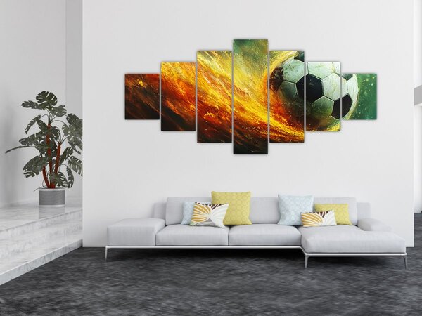 Obraz - Fotbalový míč v letu (210x100 cm)