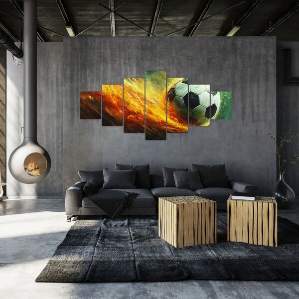 Obraz - Fotbalový míč v letu (210x100 cm)