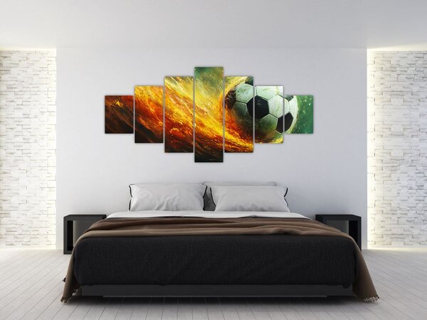 Obraz - Fotbalový míč v letu (210x100 cm)
