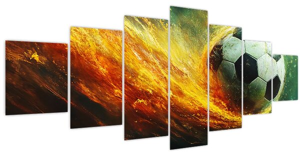 Obraz - Fotbalový míč v letu (210x100 cm)