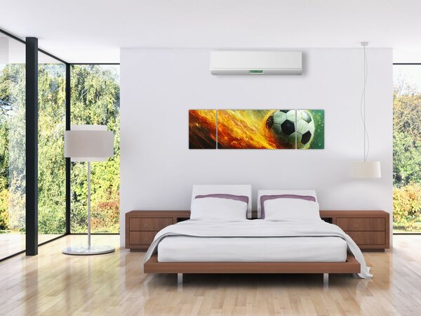 Obraz - Fotbalový míč v letu (170x50 cm)