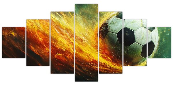 Obraz - Fotbalový míč v letu (210x100 cm)