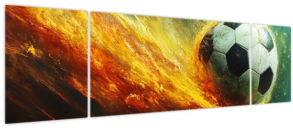 Obraz - Fotbalový míč v letu (170x50 cm)