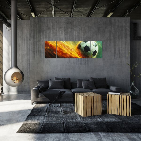 Obraz - Fotbalový míč v letu (170x50 cm)