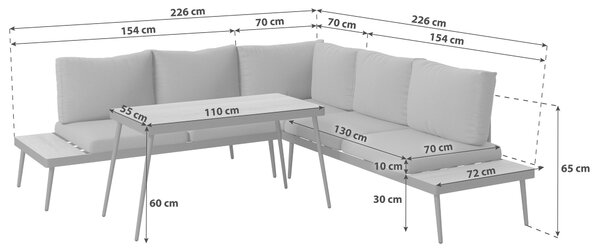 ZAHRADNÍ SEDACÍ SOUPRAVA 4dílné, kov, plast, textil Beldano - Online Only zahradní nábytek, Online Only