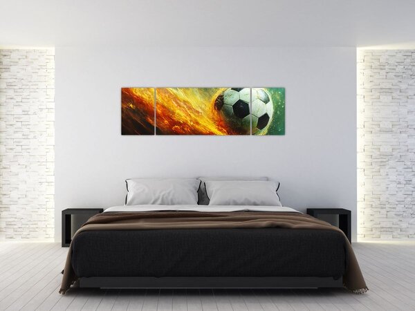 Obraz - Fotbalový míč v letu (170x50 cm)
