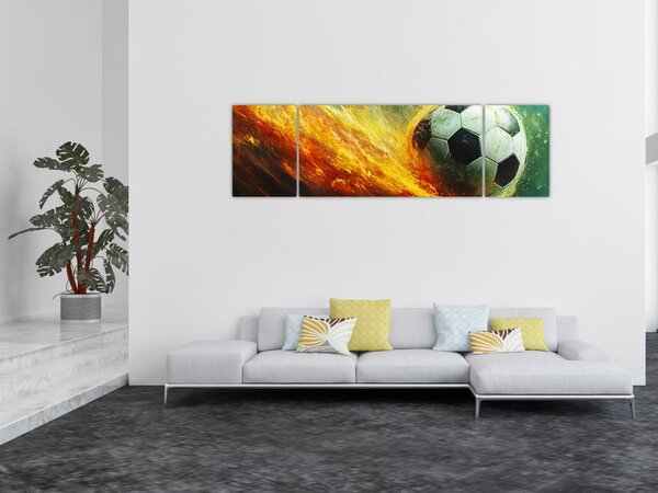 Obraz - Fotbalový míč v letu (170x50 cm)
