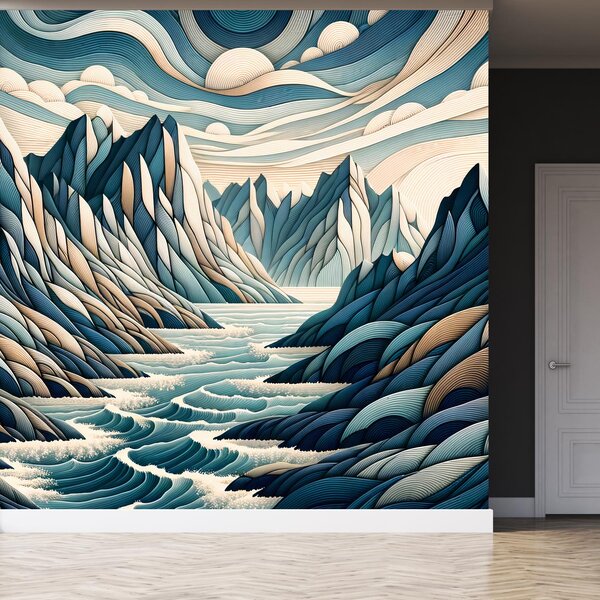 Fototapeta - Divoká řeka mezi horami (245x170 cm)