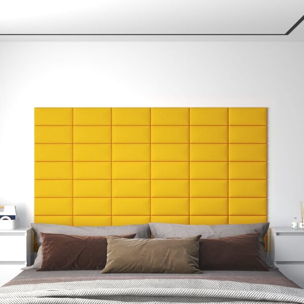 Nástěnné panely 12 ks žluté 30 x 15 cm samet 0,54 m²