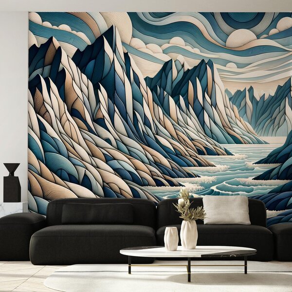 Fototapeta - Divoká řeka mezi horami (245x170 cm)
