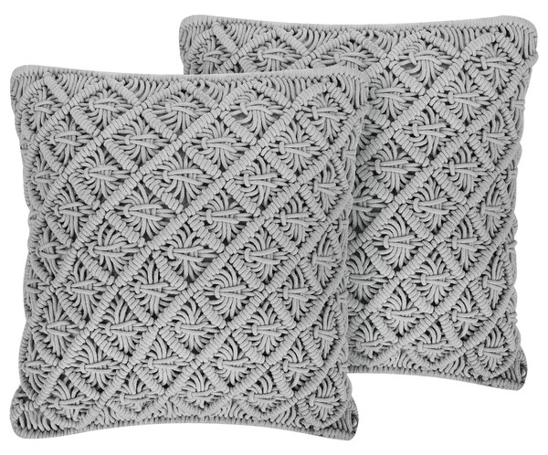 Sada 2 dekorativních polštářů KIZKALESI Bavlna 45 x 40 cm Šedá Geometrický vzor
