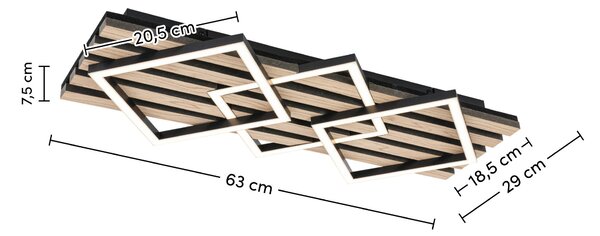 STROPNÍ LED SVÍTIDLO, 63/29/7,5 cm Novel - Stropní svítidla