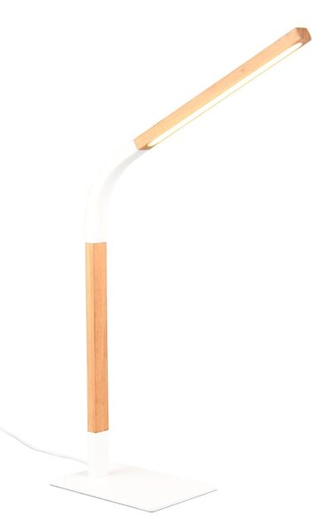 LED stmívatelná stolní lampa v bílé a přírodní barvě s dřevěným stínidlem (výška 73,5 cm) Norris – Trio