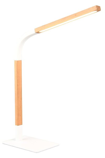 LED stmívatelná stolní lampa v bílé a přírodní barvě s dřevěným stínidlem (výška 73,5 cm) Norris – Trio