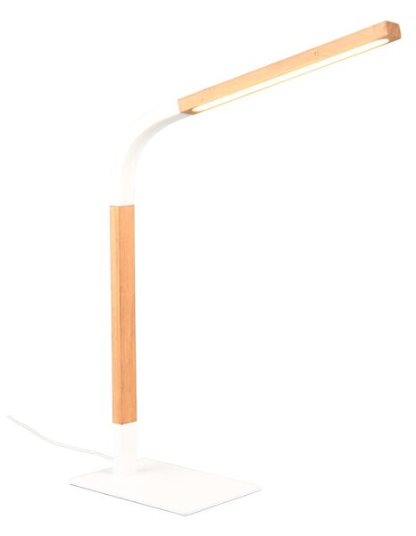 LED stmívatelná stolní lampa v bílé a přírodní barvě s dřevěným stínidlem (výška 73,5 cm) Norris – Trio