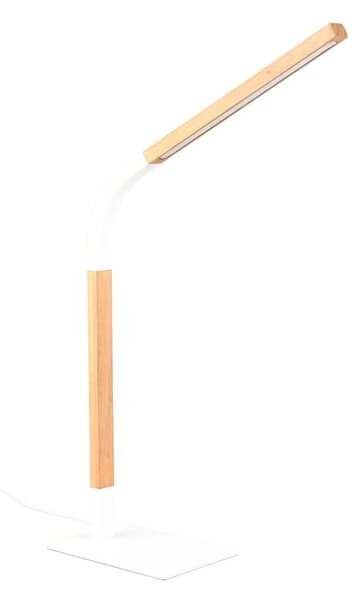 LED stmívatelná stolní lampa v bílé a přírodní barvě s dřevěným stínidlem (výška 73,5 cm) Norris – Trio