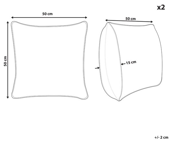 Sada 2 dekorativních polštářů OUJDA Bavlna 50 x 50 cm Měděná Geometrický vzor