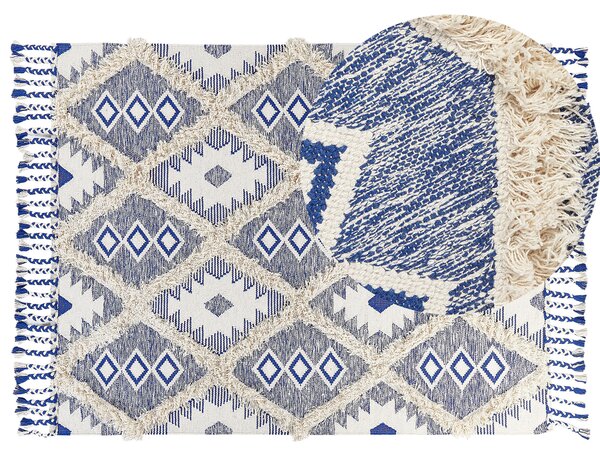 Bavlněný koberec 140 x 200 cm světle béžový/ modrý MANAVGAT