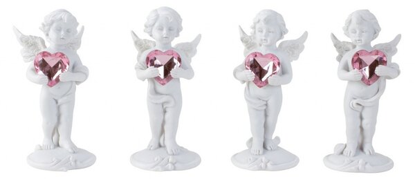 PROHOME - Anděl 11cm stojící s růžovým srdcem rôzne druhy