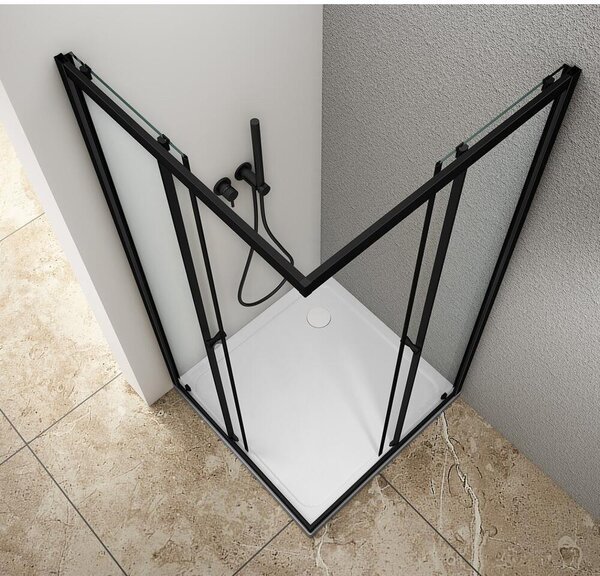 Čtvercový sprchový kout AGGA BLACK 800x800 mm, čiré sklo