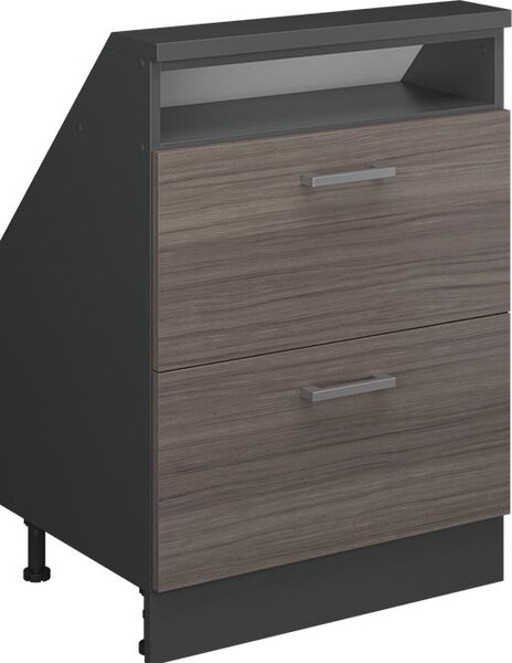 Kuchyňská skříňka pod šikmou střechu Vicco R-Line Ušlechtilá šedá 60 cm se 2 zásuvkami, Model 58213